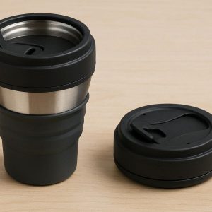 10 Compact Collapsible Travel Mug with Insulated Stainless Steel Liner