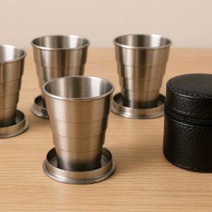 16 Mini Collapsible Shot Glass Set of 4 with Carrying Case for Parties