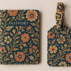 21 Patterned Fabric Passport Cover with Matching Luggage Tag for Stylish Travel